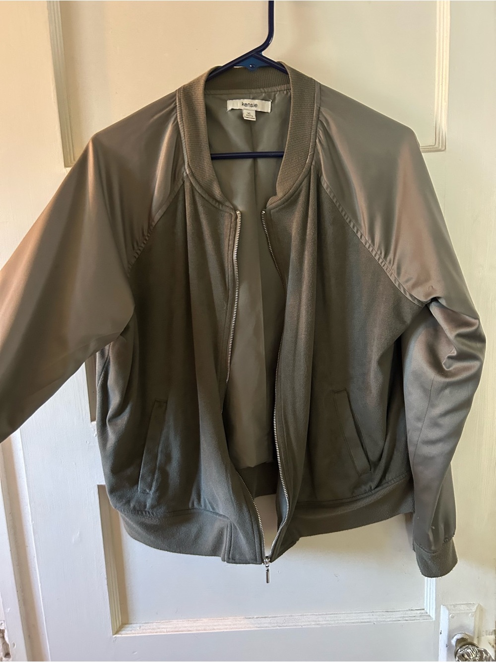 Kensie Neutral Olive Bomber Jacket
